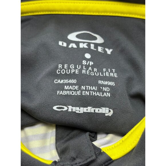 Oakley Mens Hydrolix Polo Shirt S Yellow & Navy Striped Regular Fit Short Sleeve - Picture 9 of 10